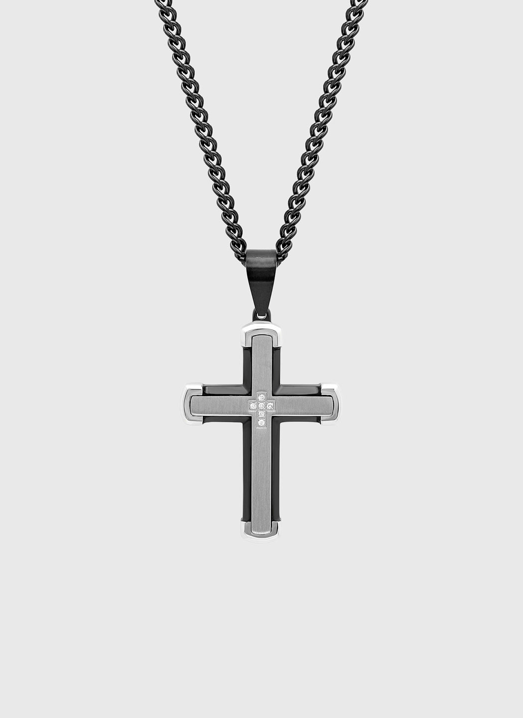 Black & Silver with White Diamond