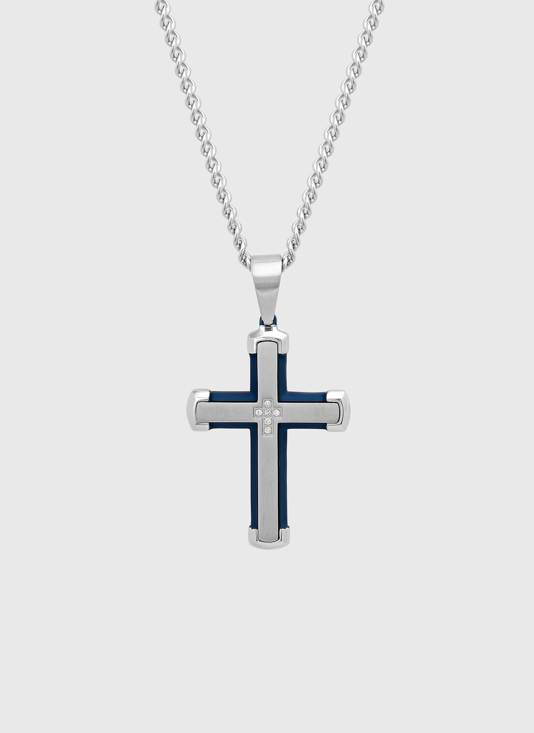 Blue & Silver with White Diamond