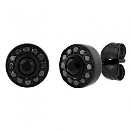 1/2 CTW Stainless Steel Black Diamond Earring