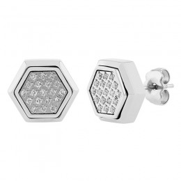 1/5 CTW Stainless Steel Hexagon Diamond Earring