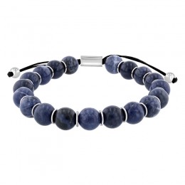 Stainless Steel Sodalite Bead Bolo Bracelet