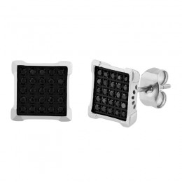 1/4 CTW Stainless Steel Stud Earrings with Black Diamonds