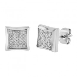 1/4 CTW Stainless Steel Stud Earrings with White Diamonds